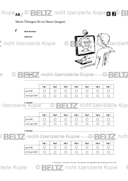 Kinder- und Jugendlichenpsychotherapie: Meine Übungen für zu Hause (Jungen)