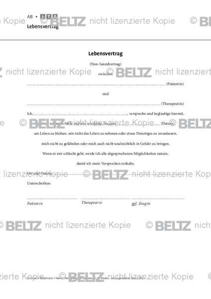 Depression: Lebensvertrag