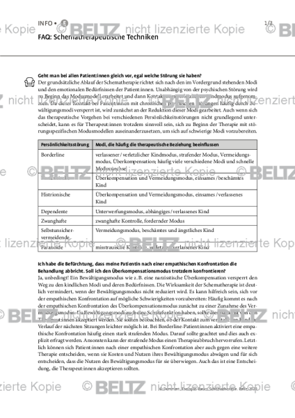 Schematherapie: FAQ: Schematherapeutische Techniken