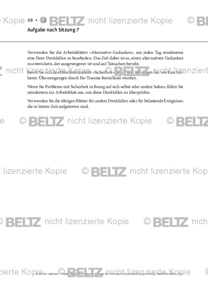 CPT bei PTBS: Aufgabe nach Sitzung 7