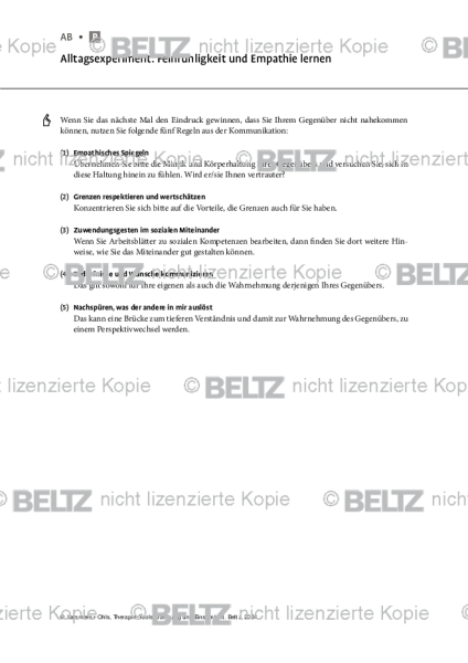 Kränkung und Einsamkeit: Alltagsexperiment: Feinfühligkeit und Empathie lernen