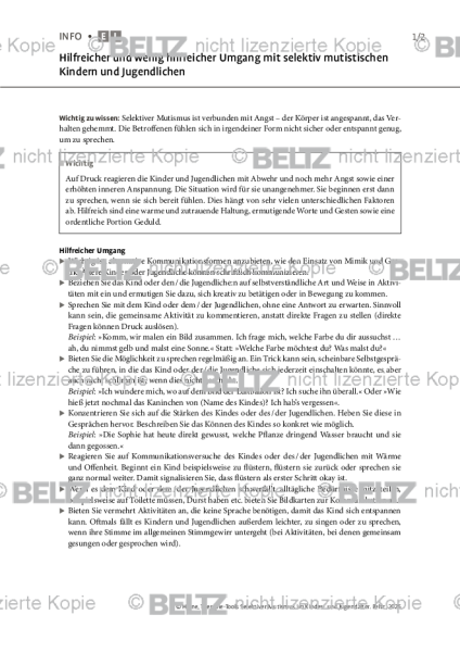 Selektiver Mutismus: Hilfreicher und wenig hilfreicher Umgang