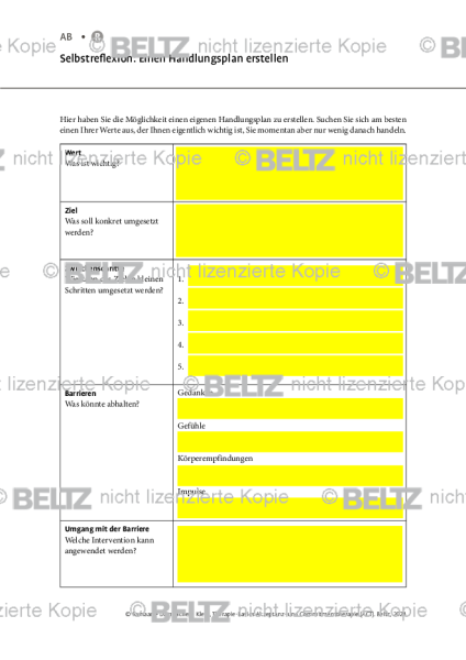 ACT: Selbstreflexion: Einen Handlungsplan erstellen