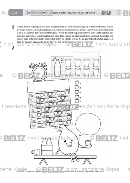Ressourcenmalbuch: Mein Habit Tracker – Flüssigkeit: oder alles, was ich am Tag trinke