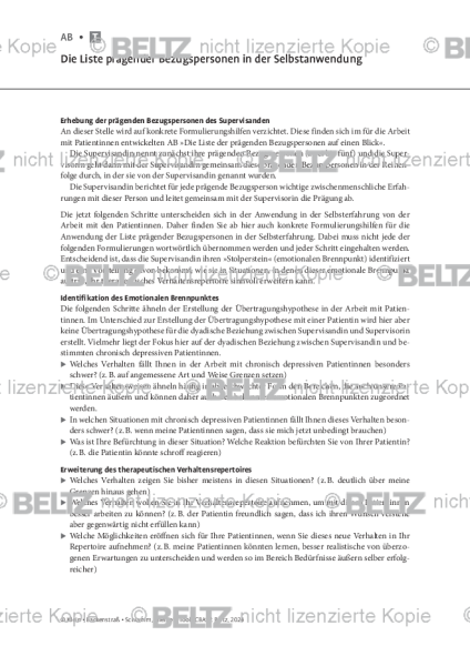 CBASP: Die Liste prägender Bezugspersonen in der Selbstanwendung