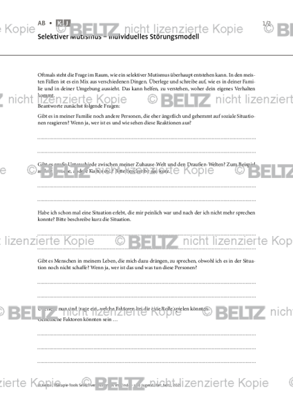 Selektiver Mutismus: Individuelles Störungsmodell
