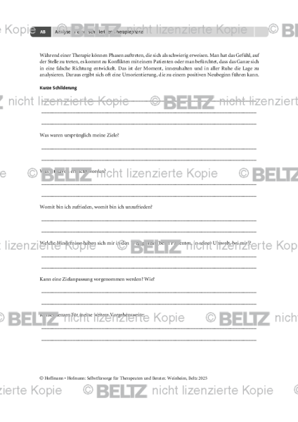 Selbstfürsorge: Analyse in einer schwierigen Therapiephase