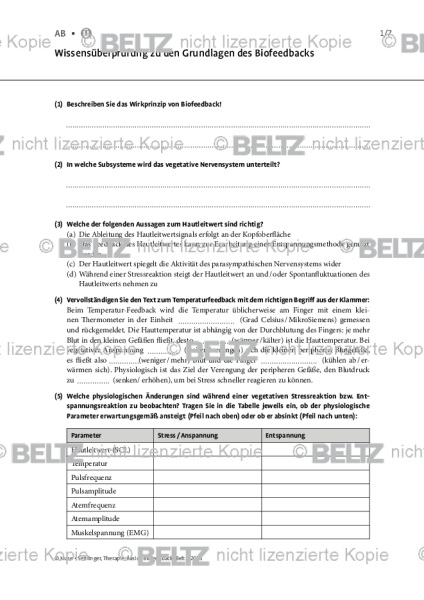 Biofeedback: Wissensüberprüfung zu den Grundlagen des Biofeedbacks