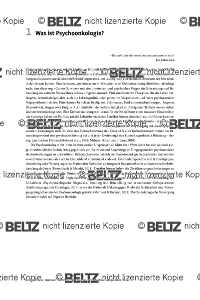 Psychoonkologie: Einleitung Was ist Psychoonkologie?