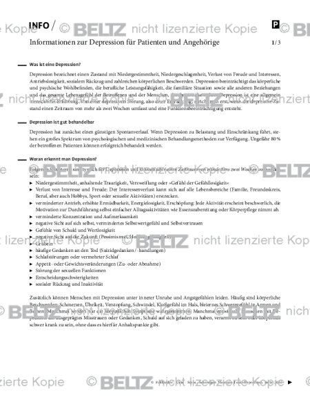 Informationen zur Depression für Patienten und Angehörige