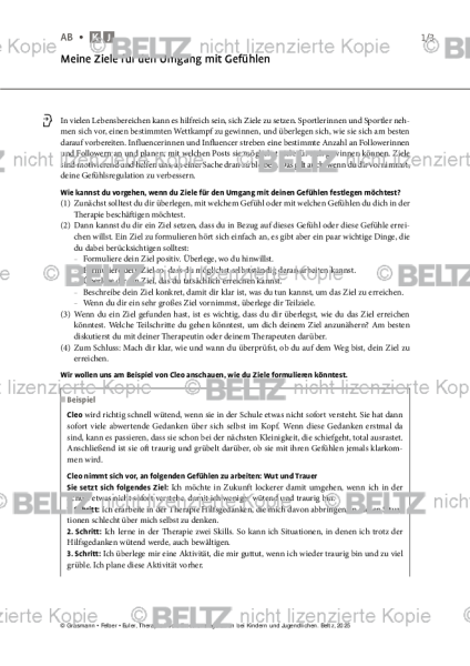 Emotionsregulation (K/J): Meine Ziele für den Umgang mit Gefühlen