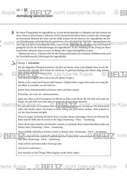 Emotionsregulation (K/J): Atemübung Zwischenraum