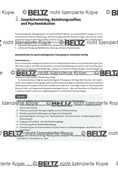 Psychoonkologie: Einleitung Gesprächseinstieg, Beziehungsaufbau und Psychoedukation