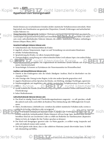 Selektiver Mutismus: Hypothesen zum Störungsmodell
