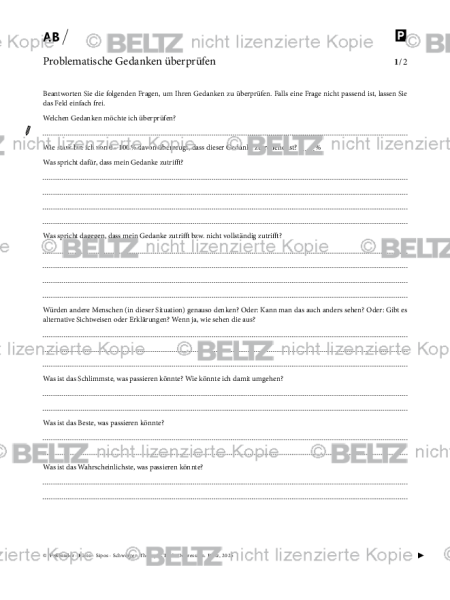 Depression: Problematische Gedanken überprüfen