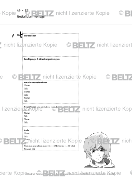 Suizidalität bei Kindern und Jugendlichen: Notfallplan – Vorlage