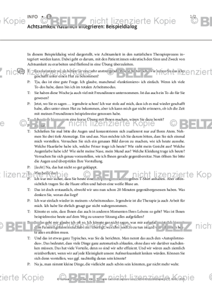 ACT: Achtsamkeit natürlich integrieren: Beispieldialog