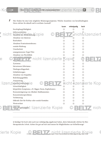 PTBS: Checkliste berufsbedingter Belastungsanzeichen