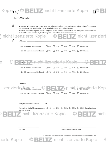 Kinder- und Jugendlichenpsychotherapie: Eltern-Wünsche