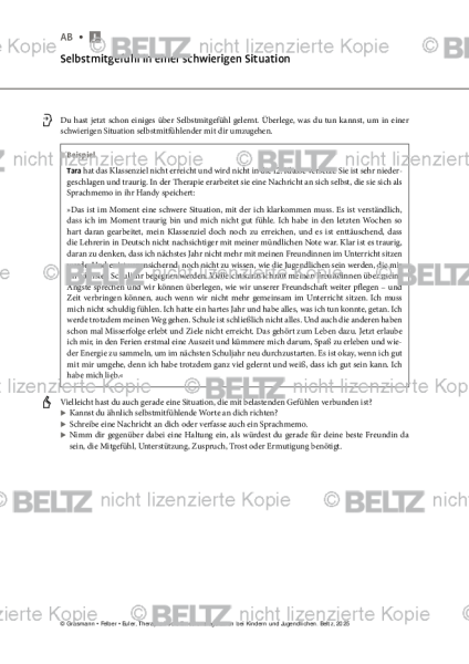 Emotionsregulation (K/J): Selbstmitgefühl in einer schwierigen Situation