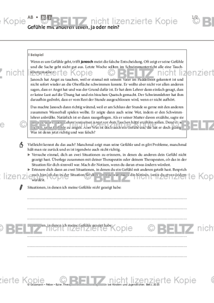 Emotionsregulation (K/J): Gefühle mit anderen teilen, ja oder nein?