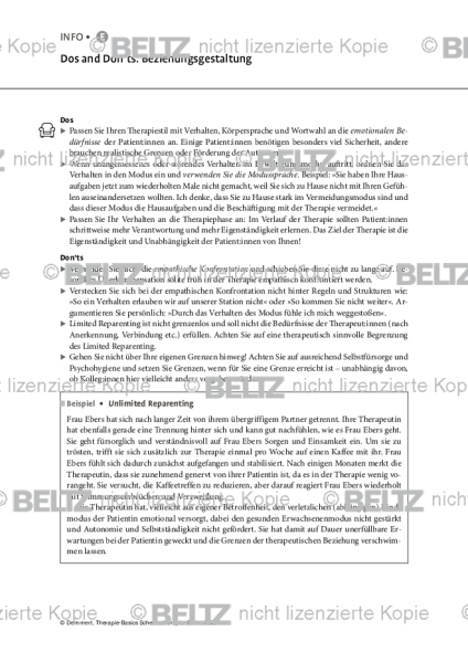 Schematherapie: Dos and Don’ts: Beziehungsgestaltung