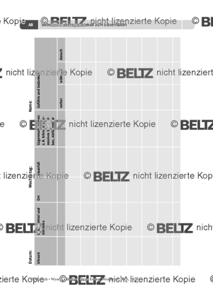 Binge Eating: Selbstbeobachtungsprotokoll zum Essverhalten