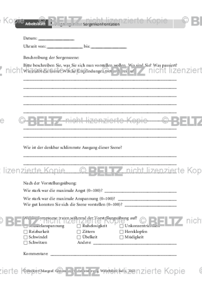 Generalisierte Angststörung: Fragebogen zur Sorgenkonfrontation, Grübeln