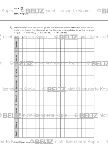 Psychosen: Wochenplan
