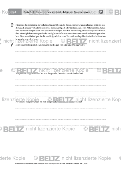 Störungsmodelle: Individuelle körperliche und psychische Folgen der Anorexia nervosa