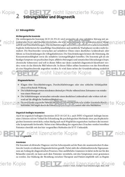 Schlafstörungen: Einleitung Störungsbilder und Diagnostik