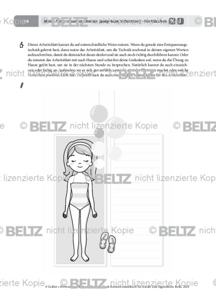 Ressourcenmalbuch: Meine Entspannungstechniken (Body-Scan) – für Mädchen