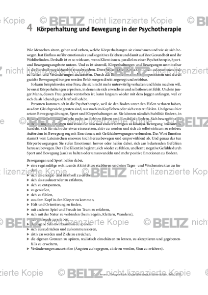 Körperorientierte Interventionen: Einleitung Körperhaltung und Bewegung in der Psychotherapie