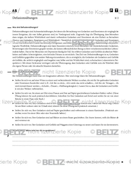 Depression: Defusionsübungen