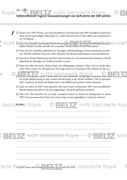 DBT: Selbstreflexion – Eigene Voraussetzungen vor Aufnahme der Therapie prüfen