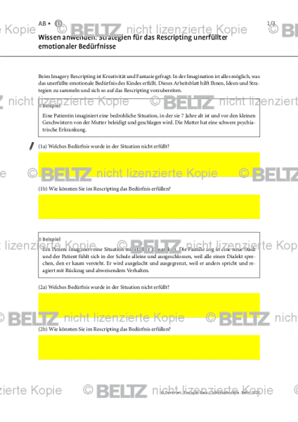 Schematherapie: Wissen anwenden: Strategien für das Rescripting unerfüllter emotionaler Bedürfnisse