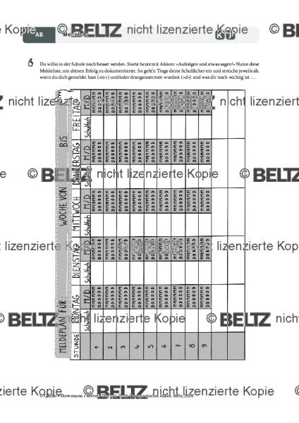 Therapeutisches Malen: Vorlage Meldeliste