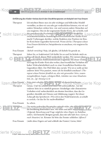 Kiesler-Kreis-Training: Einführung des Kiesler-Kreises im Einzelsetting