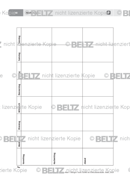 Wochenplan für Erwachsene mit ADHS