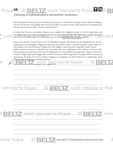 Depression und geistige Behinderung: Anleitung zu Selbstinstruktion und mobilen Assistenten