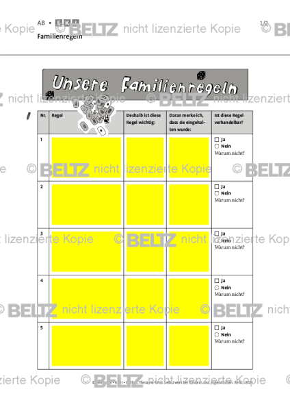 Selbstwert: Familienregeln