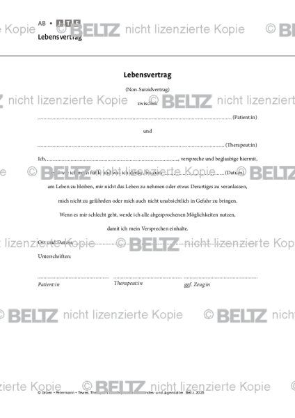 Depression: Lebensvertrag