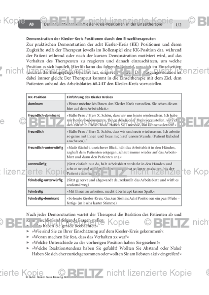 Kiesler-Kreis-Training: Demonstration des Kiesler-Kreises im Einzelsetting