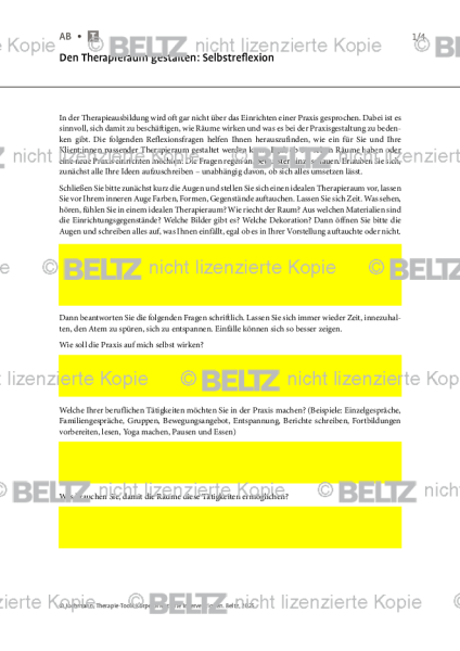 Körperorientierte Interventionen: Den Therapieraum gestalten – Selbstreflexion