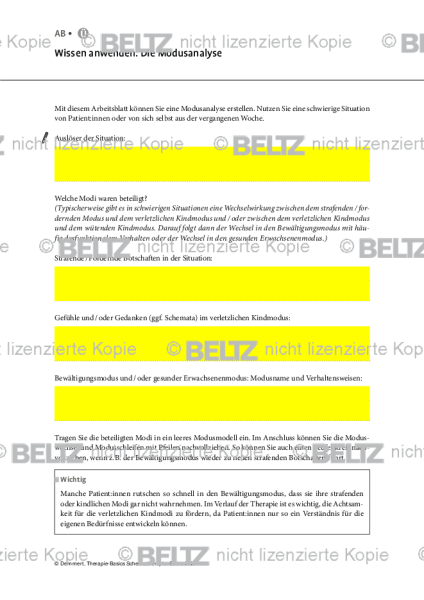 Schematherapie: Wissen anwenden: Die Modusanalyse