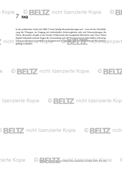 MBCT: Einleitung: FAQ