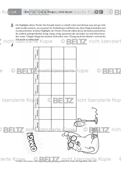 Ressourcenmalbuch: Was war das Lustigste, Mutigste … letzte Woche?