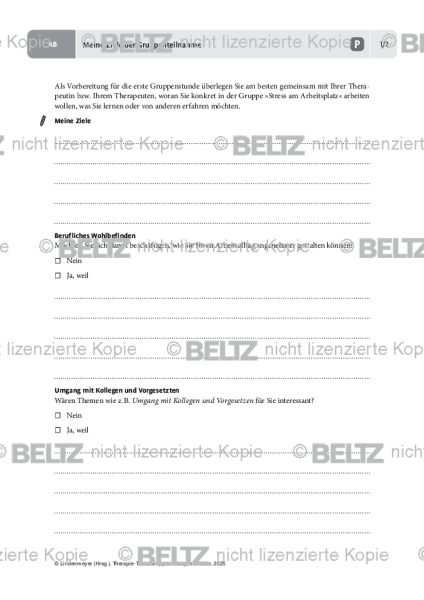 Gruppentherapie: Meine Ziele der Gruppenteilnahme