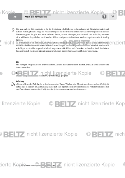 Ressourcenaktivierung: Mein Ziel formulieren