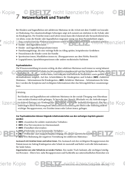 Selektiver Mutismus: Netzwerkarbeit und Transfer